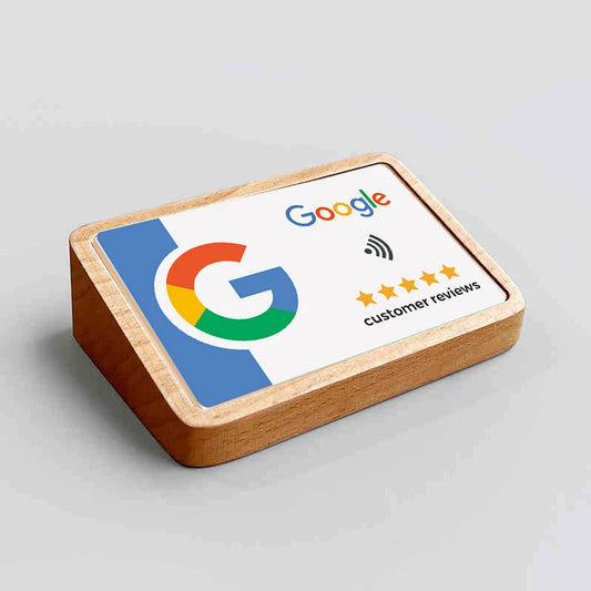 NFC Google Reviews Stand Plate Display 2 in 1 Wood Material Display Sign for Social Media Google Review Plate